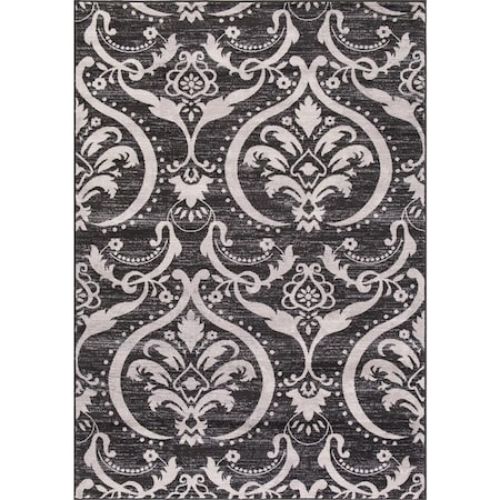 Concord Global 6 ft. 7 in. x 9 ft. 3 in. Lara Large Damask - Anthracite 45736